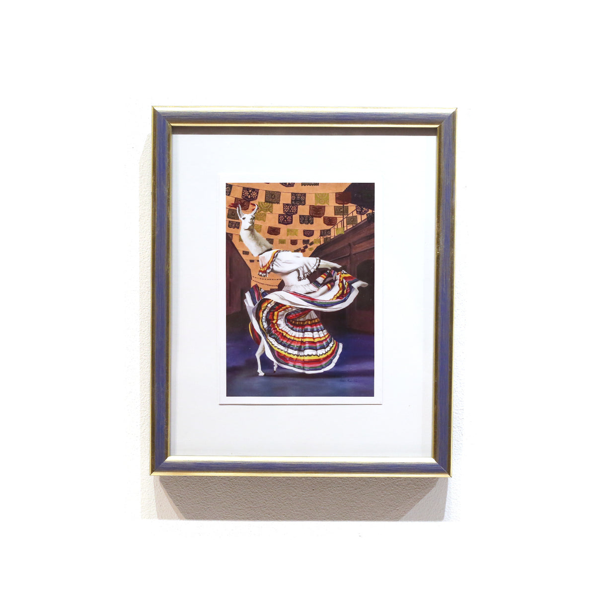 Framed Llama Folklorico by Leah Kiser