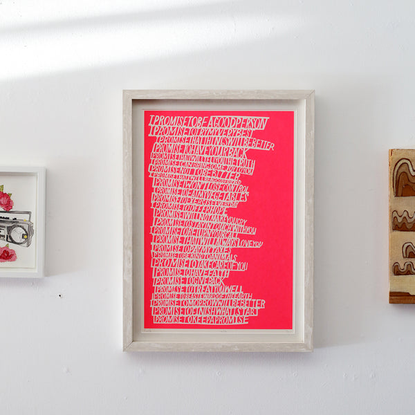 Framed I Promise Pink Print by Chris Jagmin