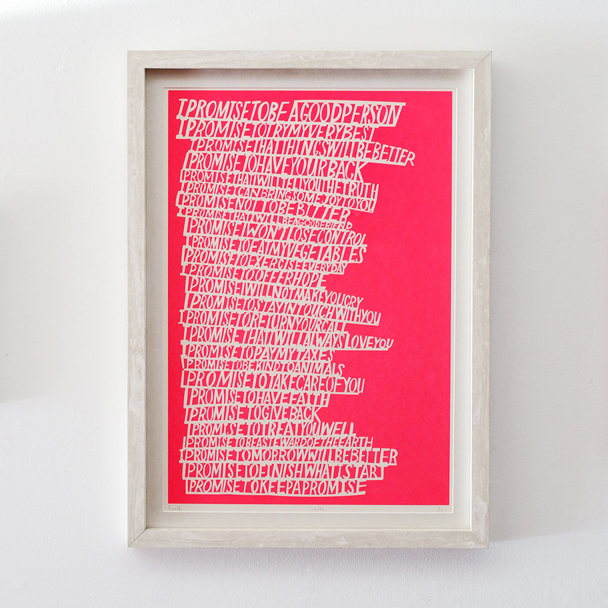 Framed I Promise Pink Print by Chris Jagmin