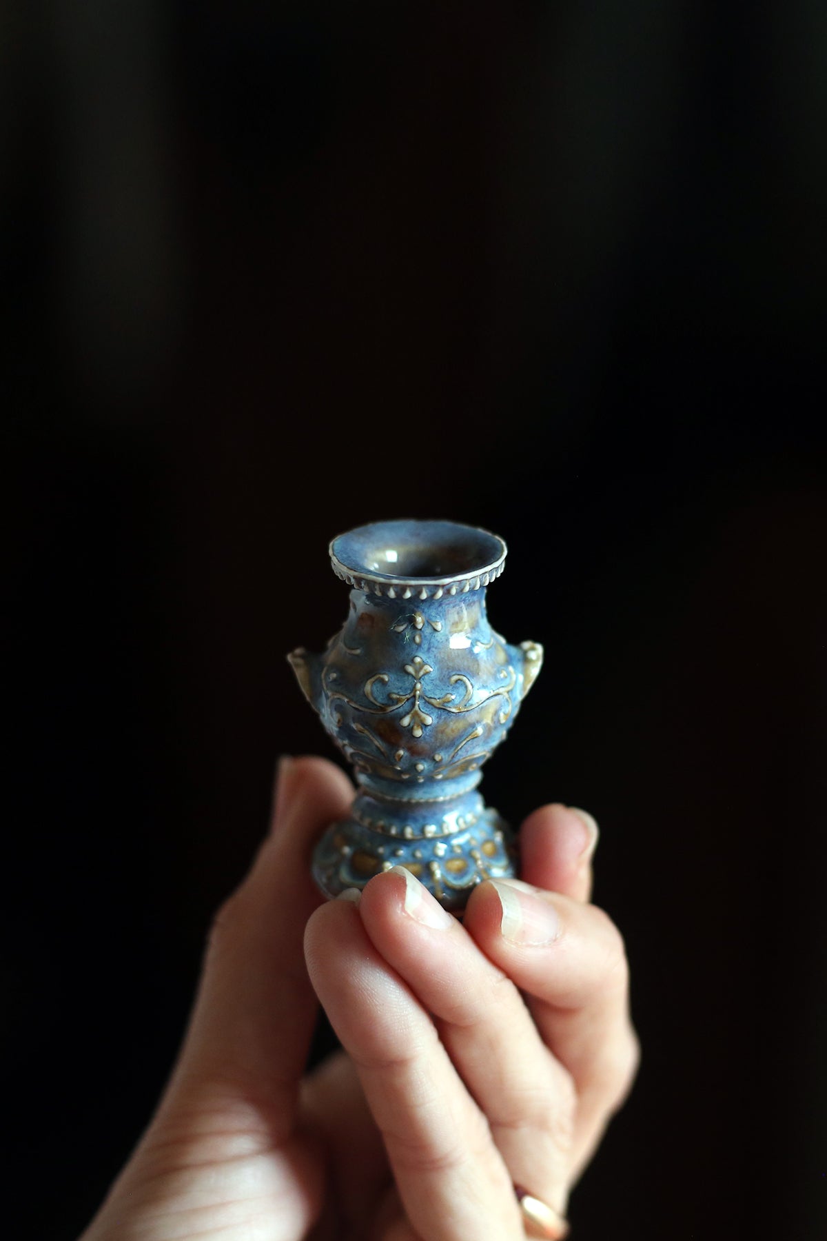 Ornate Blue Vase by Annette Janelle