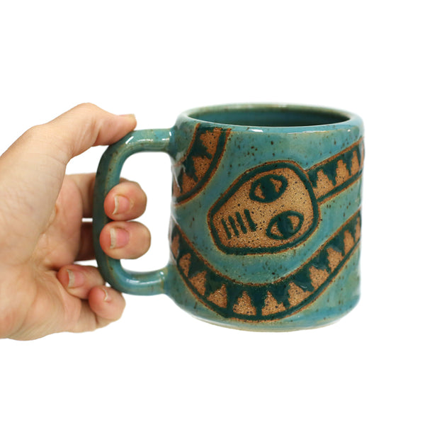 Teal Rattlesnake Mug by Crooked Tree Ceramics
