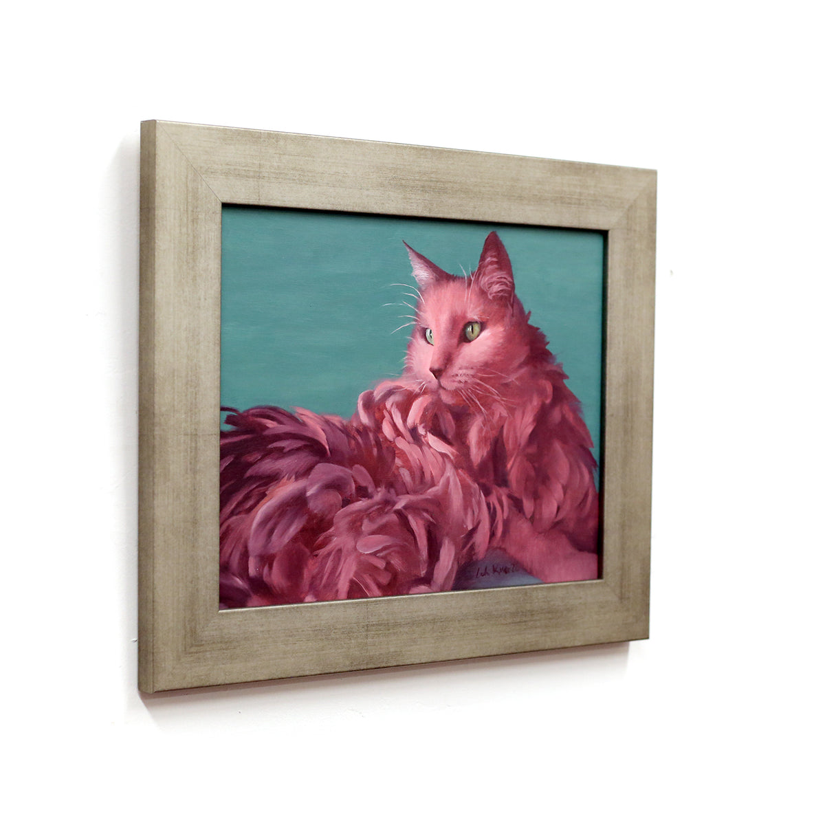Pink Feather Cat by Leah Kiser