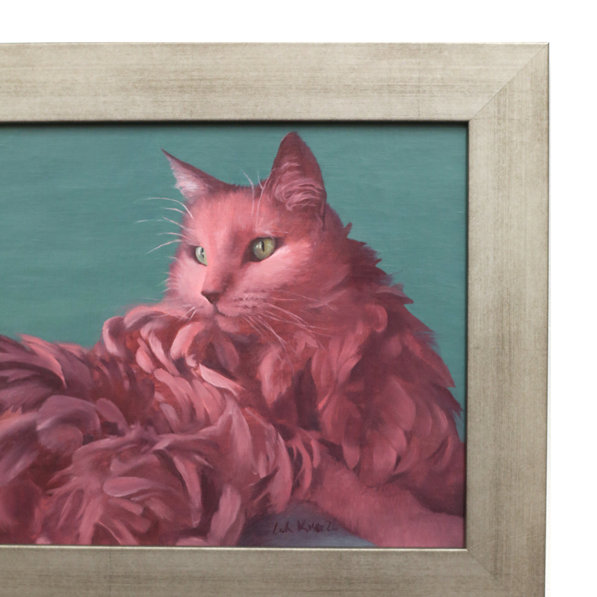 Pink Feather Cat by Leah Kiser