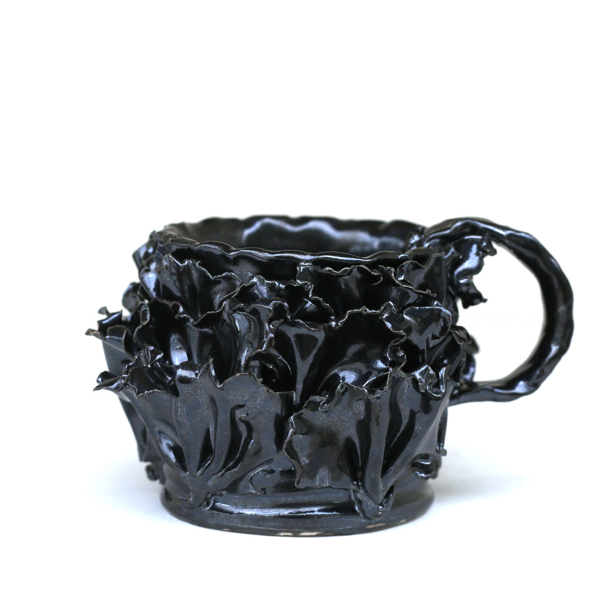 Black Flower Mug by Melinda Foote