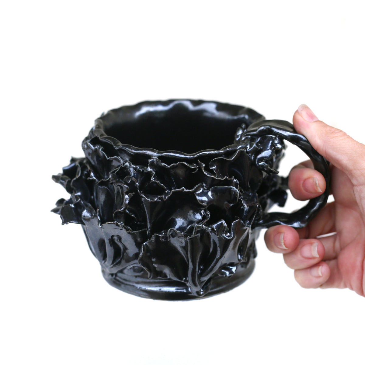 Black Flower Mug by Melinda Foote