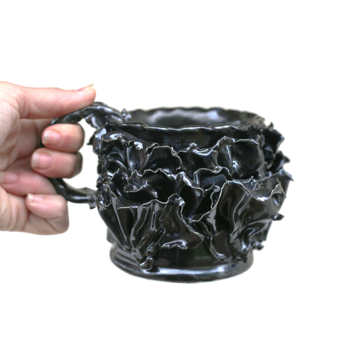Black Flower Mug by Melinda Foote