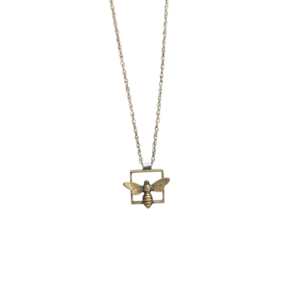 Square Bee Necklace by Nissa Kubly