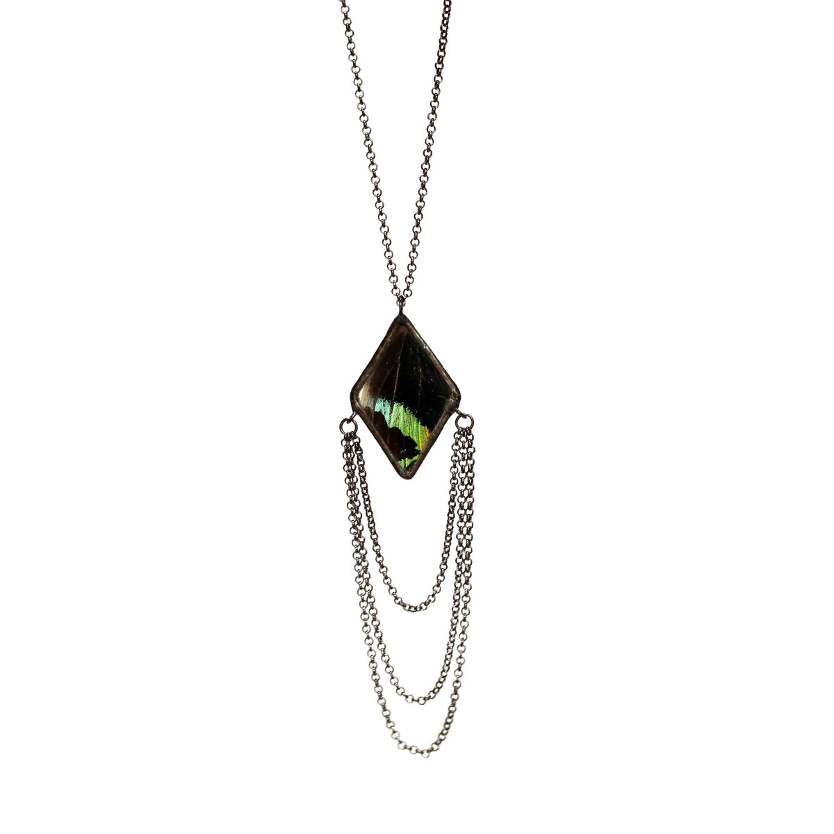 Sunset Moth Dripping Diamond Necklace by Heather Grimes