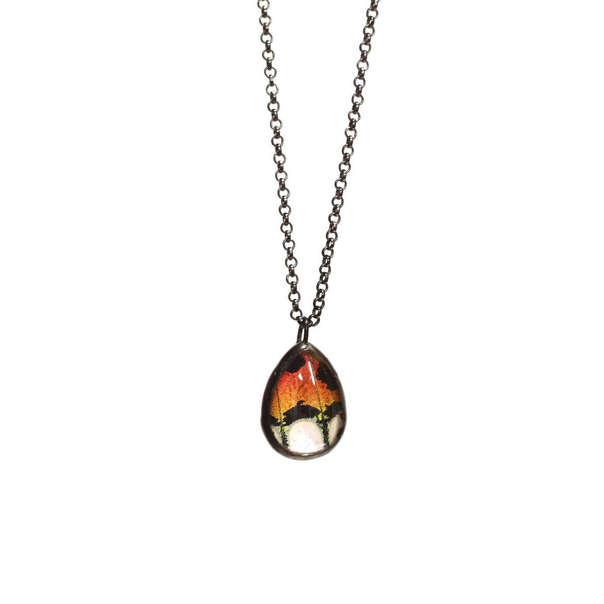 Mini Sunset Moth Teardrop Necklace by Heather Grimes