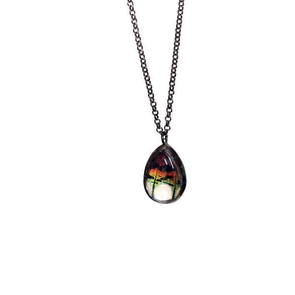 Mini Sunset Moth Teardrop Necklace by Heather Grimes