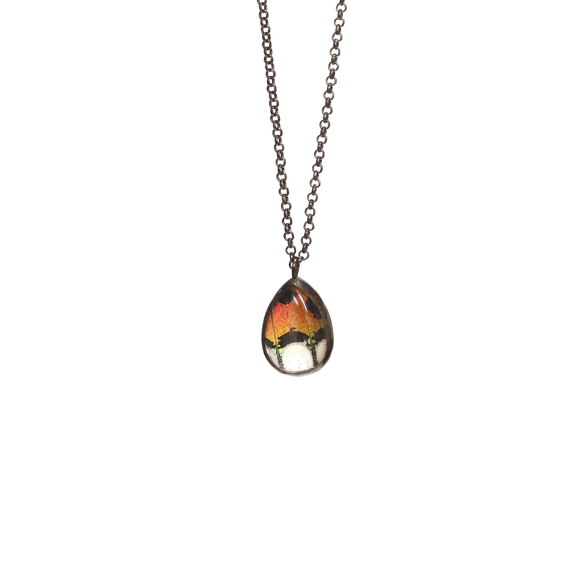 Mini Sunset Moth Teardrop Necklace by Heather Grimes