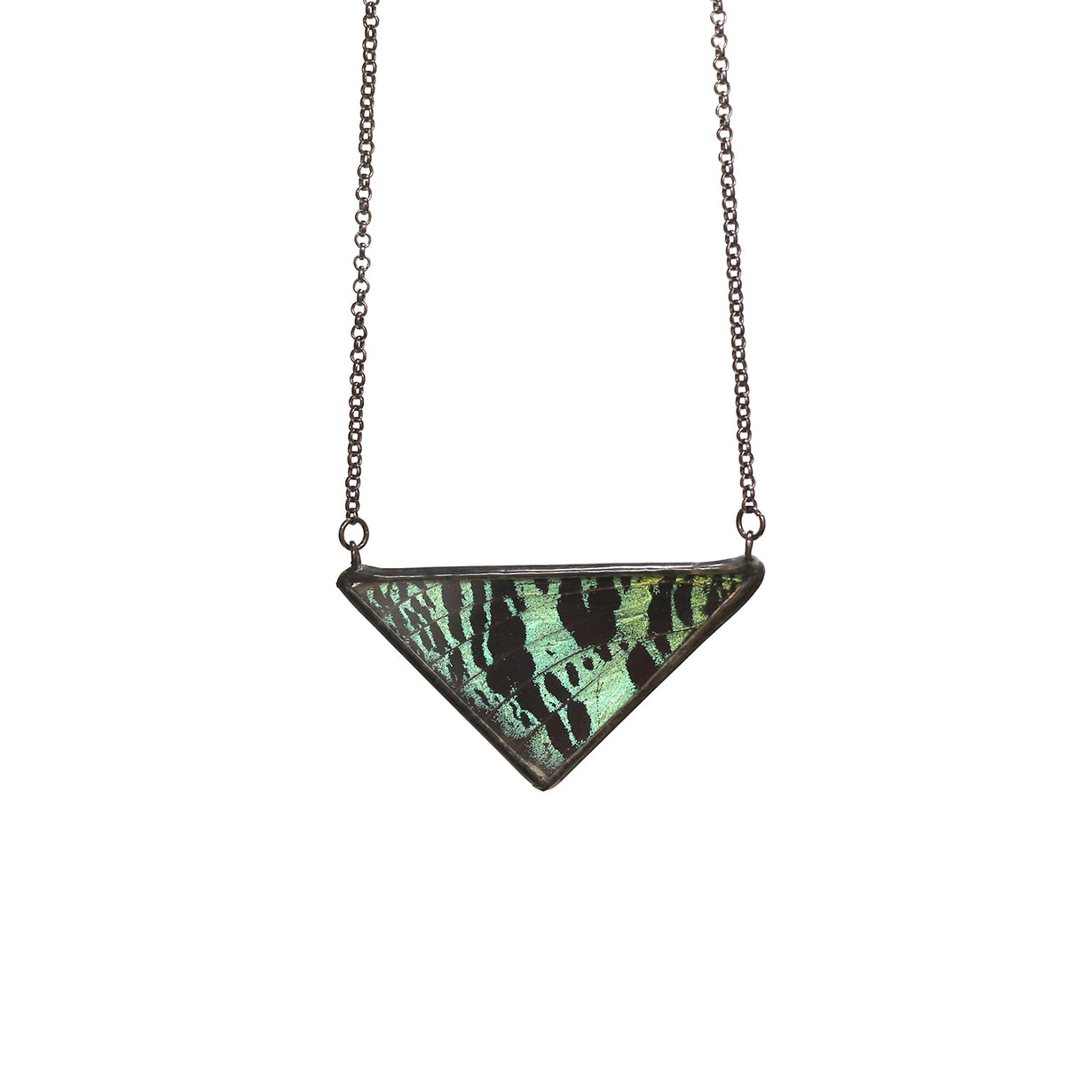 Green Sunset Moth Necklace by Heather Grimes