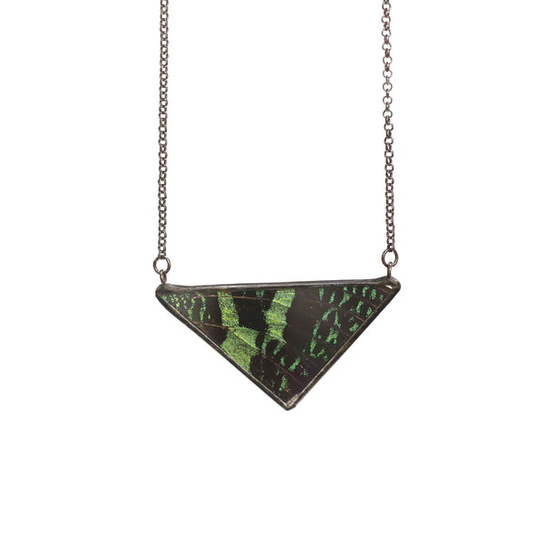 Green Sunset Moth Necklace by Heather Grimes